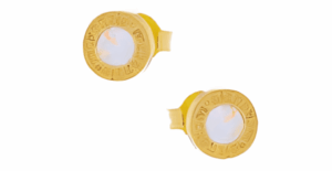 Кръгли малки позлатени обеци с опал и винт | HappyMarket.bg Кръгли малки позлатени обеци с опал и винт | Бижута