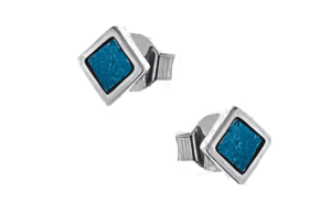 Квадратни малки сребърни обеци с опал и винт, M  |  Бижута