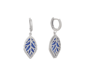 Листа сребърни висящи обеци с опал, скрито английско закопчаване - Image 1