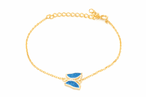 Малка пеперуда позлатена гривна с опал - Image 1