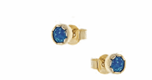 Малки позлатени кръгли обеци с опал, тип винт  |  Бижута