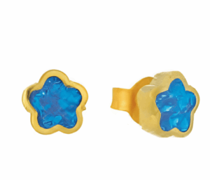 Малки позлатени обеци "Цвете" с опал, тип винт - Image 1