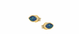 Малки позлатени обеци „Око“ с опал, тип винт  |  Бижута