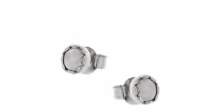 Малки сребърни кръгли обеци с опал, тип винт - Image 1