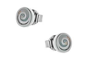 Малки сребърни обеци кръгъл меандър с опал и винт  |  Бижута