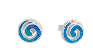 Малки сребърни обеци кръгъл меандър с опал и винт - Image 1