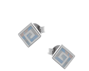 Малки сребърни обеци „Меандър“ с опал и винт | HappyMarket.bg Малки сребърни обеци „Меандър“ с опал и винт | Бижута