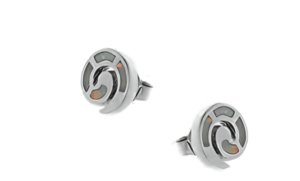 Малки сребърни обеци „Охлюв“с опал и винт  |  Бижута