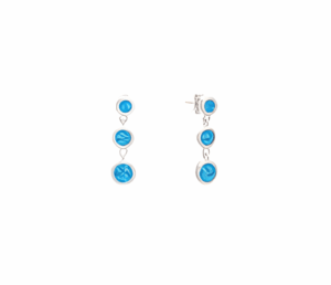 Малки сребърни висящи обеци с 3 кръгли камъка от опал, тип винт | HappyMarket.bg Малки сребърни висящи обеци с 3 кръгли камъка от опал, тип винт | Бижута