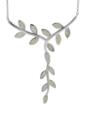 Масивно сребърно колие „Маслинова клонка“с опал  |  Бижута