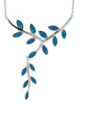 Маслинова клонка сребърно колие с опал  |  Бижута