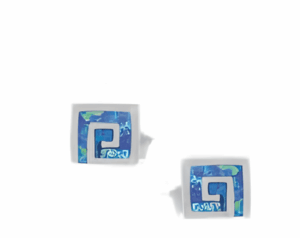 Меандър малки сребърни обеци с опал и винт | HappyMarket.bg Меандър малки сребърни обеци с опал и винт | Бижута