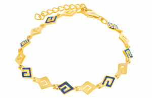 Меандър позлатена сребърна гривна с опал - Image 1