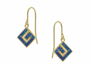 Меандър позлатени обеци с опал и кука | HappyMarket.bg Меандър позлатени обеци с опал и кука | Бижута