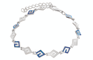 Меандър сребърна гривна с опал - Image 1