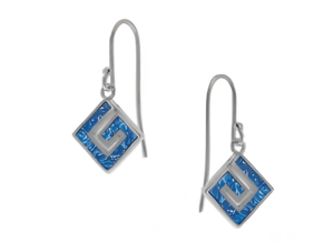 Меандър сребърни обеци с опал и кука  |  Бижута