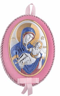 Музикална сребърна детска икона с Богородица и Младенеца