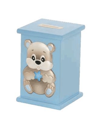 Сребърна музикална касичка за момче с мече  |  Детски сувенири