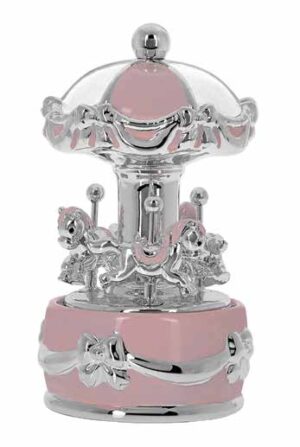 Музикална сребърна въртележка с кончета за момиче  |  Детски сувенири