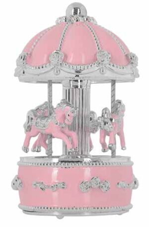 Музикална сребърна въртележка с кончета за момиче  |  Детски сувенири