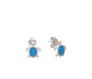 Нежни костенурки малки сребърни обеци с опал, тип винт  |  Бижута