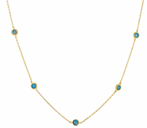 Нежно позлатено сребърно колие с кръгли камъни от опал  |  Бижута