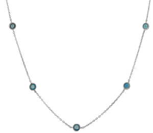 Нежно сребърно колие с кръгли камъни от опал | HappyMarket.bg Нежно сребърно колие с кръгли камъни от опал | Бижута