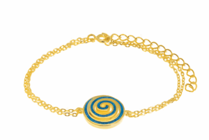 Охлюв двойна позлатена сребърна гривна с опал  |  Бижута