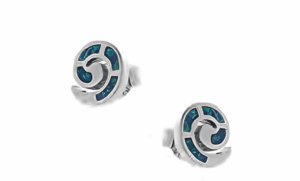 Охлюв малки сребърни обеци с опал и винт - Image 1