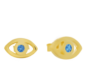 Око малки позлатени обеци с опал и винт - Image 1