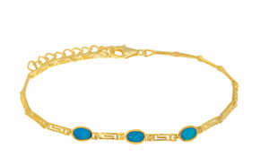 Позлатена гривна с три опалови камъка и меандър - Image 1