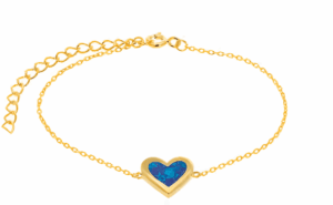 Позлатена гривна "Сърце" с опал - Image 1