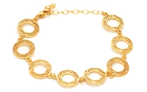 позлатена сребърна гривна с кръгове меандри