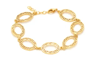 Позлатена сребърна гривна с овални меандри  |  Бижута