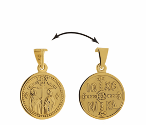 Позлатена сребърна висулка двустранна "Константин", M - Image 1