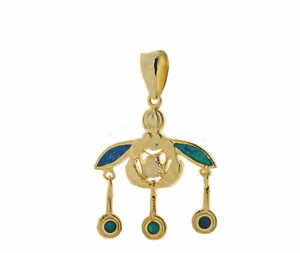 Позлатена сребърна висулка с опал „Минойски пчели“, S  |  Бижута