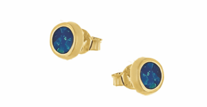 Позлатени кръгли обеци с опал и винт  |  Бижута