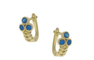 Позлатени обеци с 3 опала и английско закопчаване  |  Бижута