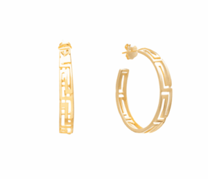 Позлатени обеци тип халки с Меандър | HappyMarket.bg Позлатени обеци тип халки с Меандър | Бижута