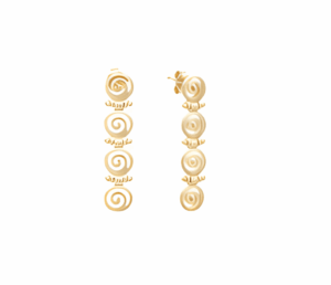 Позлатени висящи обеци с 4 кръгли меандъра - Image 1
