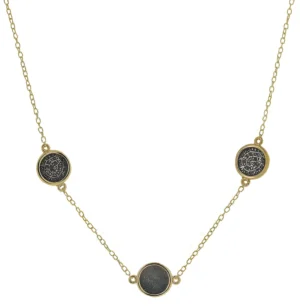 Позлатено колие с 3 диска Фестос с черен център  |  Бижута