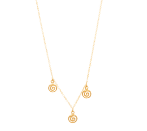 Позлатено колие с 3 релефни висулки спирали  |  Бижута