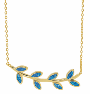 Позлатено колие с опал и извита маслинова клонка - Image 1