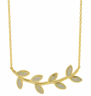 Позлатено колие с опал и извита маслинова клонка - Image 1