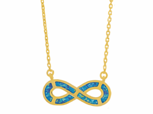 Позлатено колие с висулка безкрайност с опал | HappyMarket.bg Позлатено колие с висулка безкрайност с опал | Бижута