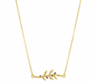 Позлатено колие с висулка маслинова клонка  |  Бижута