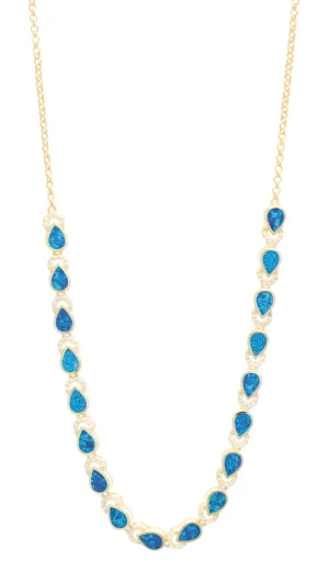 позлатено сребърно колие опалови капки