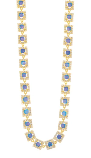 Позлатено сребърно колие с квадратни опалови камъни  |  Бижута