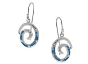 Раковина сребърни обеци с опал, тип кука  |  Бижута