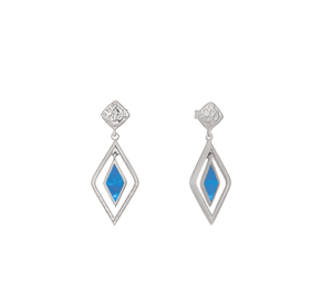 Релефни висящи сребърни обеци с опал, тип винт - Image 1